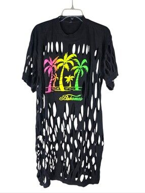 Vintage Bahamas Distressed Y2k Fits Up To XL Tshirt Dress Swim Cover Up